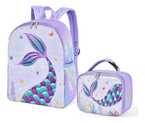 Conjunto De Mochilas Para Ninos Con Diseno De Sirena, Moc...