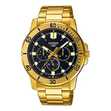Reloj Hombre Casio Mtp-vd300g-1e Dorado Análogo / Color Del Fondo Negro