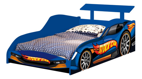 Cama Solteiro Infantil Juvenil Menino Carro Stock Car Azul