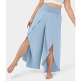 Pantalones Anchos De Cintura Alta Para Mujer Color Sólido