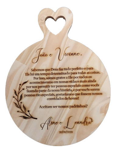 Convite Padrinhos Personalizado Casamento Lembrança Em Pinus