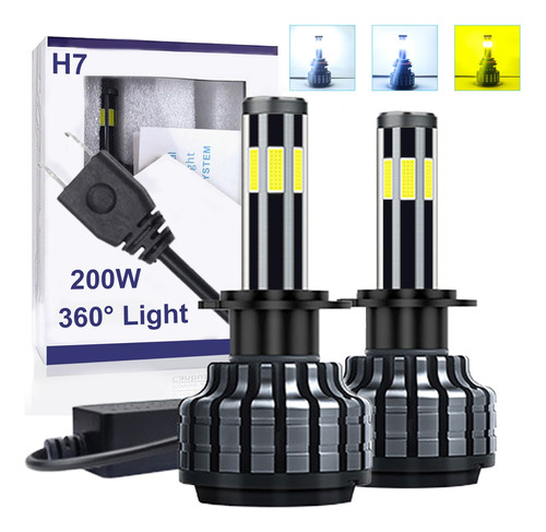 Kit De Faros Delanteros Led 6 Cara H7 H11/h8/h9 Luz Tricolor