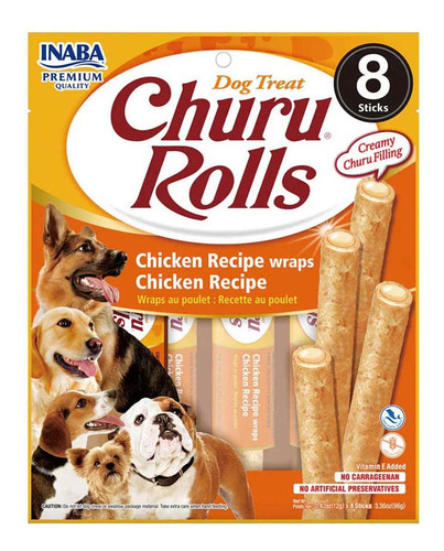 Snack Para Perro Inaba Churu Dog Rolls Chicken 96gr /8 Tubos
