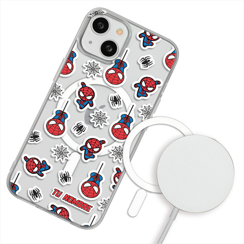 Funda Para iPhone Magsafe  Spiderman Marvel Con Tu Nombre