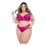 3 Conjuntos Lingerie Plus Size Renda Luxo Calcinha Sutiã