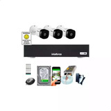 Kit Cftv 3 Câmeras Intelbras Dvr Intelbras Mhdx 4ch Completo