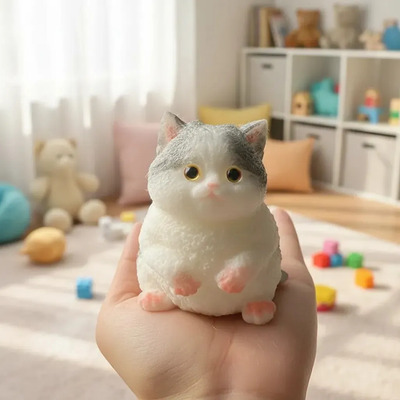 Squishy Animales Pegajoso Afelpado Blando Aprieta Gran Gato Grey And White Cat