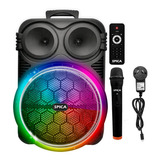 Parlante Portatil Spica Sp-4412  Bluetooth Karaoke Bateria Recargable Luces Rgb 12 Pulgadas Microfono