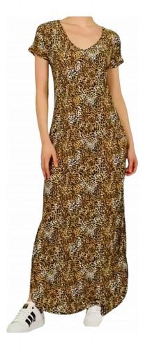 Vestido Largo Animal Print Leopardo