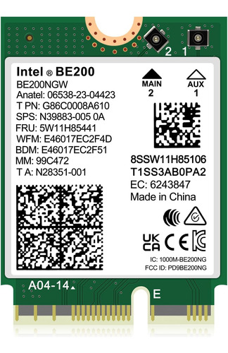 Wifi 7 Wireless Card Intel Be200 Ngw, Bluetooth 5.4, 5800...