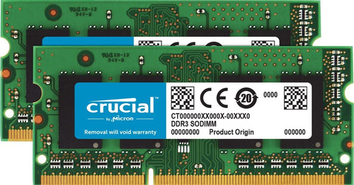 Memoria Ram Crucial, 2x4 Gb, Ddr3, Sodimm, 1600 Mhz, 204 Pin