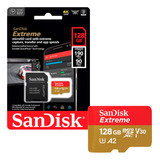 Tarjeta De Memoria Microsdxc 128gb Sandisk Extreme Uhs-i A2 V30 U3 4k 190mb/s + Adaptador