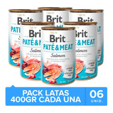 6 X Latas Brit Care Paté & Meat Salmón 400gr C/u Para Perro