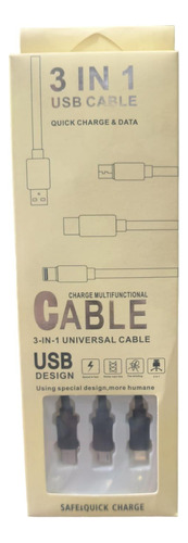 Cable Multicargador Microusb Carga Rápida 3 En 1 Color Negro