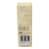 Cable Multicargador Microusb Carga Rápida 3 En 1 Color Negro