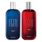 Combo Egeo Blue Colônia 90ml + Egeo Red Colônia 90ml Kit Presente O Boticário Masculino E Feminino Fragrância Amadeirada E Impactante + Brinde.