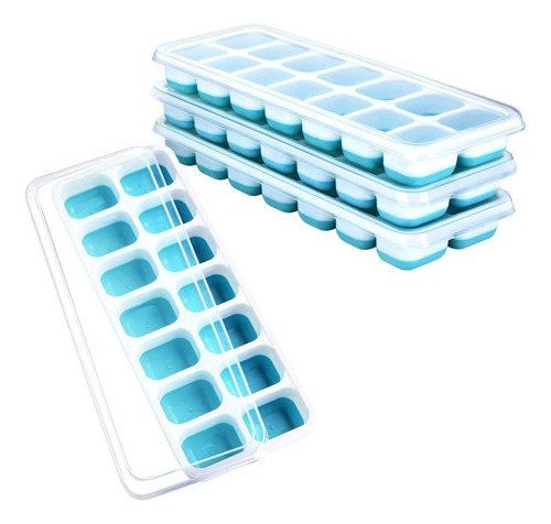 Set De 4 Moldes Para Cubitos De Hielo Con Tapa