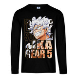 Playera Manga Larga Monkey D Luffy Gear 5 Nika Negro