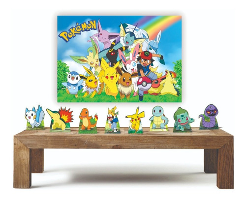 Pokémon Kit 8 Displays + Painel Md2 Decoração De Festa