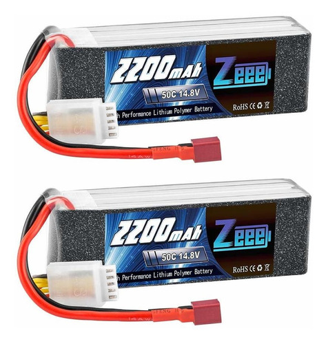 2 Baterias Lipo Zeee 14.8v 2200mah 50c 4s Con Deans T Conect