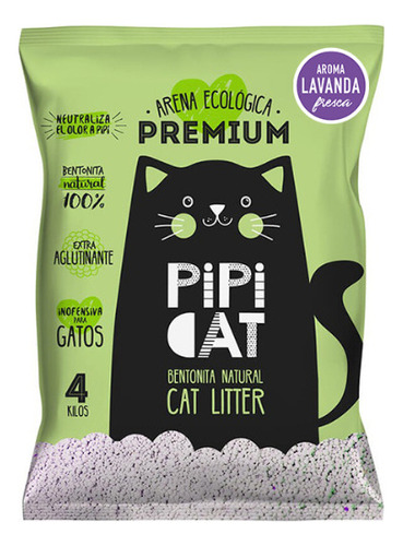 Arena Para Gato Pipi Cat Lavanda 4 Kg X 4kg De Peso Neto