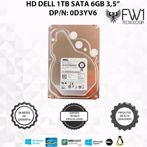 Hd Dell 1tb 7.2k 3.5  6gbps - Dell Dp/n: 0d3yv6 