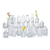 Cucumi 24 Glass Bud Vase Set, Jarrones Pequeños Para Flores,