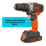 Taladro Percutor Atornillador Inalámbrico De 10mm Black+decker Bcd704c1 20v + Accesorio 110v/220v