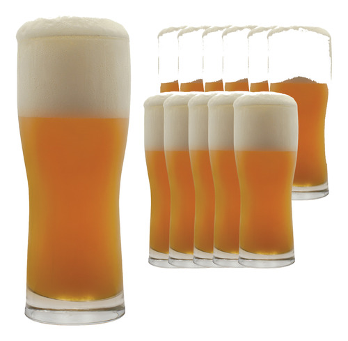 Set 12 Vasos Cerveceros De Vidrio 490 Ml Para Bebidas Ug015