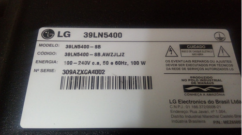 Placa Funções E Sensor Tv LG 39ln5400