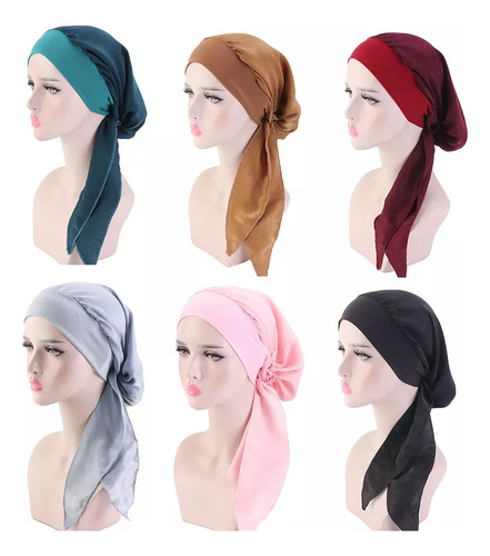 6 Piezas -turbante Oncológico Alopecia Adorno Cabeza Color