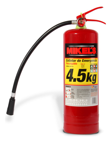 Extintor Emergencia Recargable 4.5kg Polvo Químico Mikels