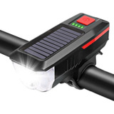 Farol Lanterna Bike Led Recarregável Usb E Solar Com Buzina