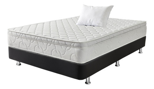 Combo Active Plus 100x190 +base Cama+1 Almohada Biosoft Color Blanco