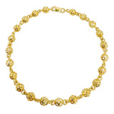 Pulseira Bolinhas Vazada Diamantada Ouro 18k 750