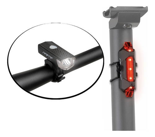 Luz Bicicleta Gw Delantera + Trasera Recargable Usb Combo