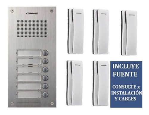 Portero Electrico Commax 6 Timbres Con 5 Telefonos + Fuente