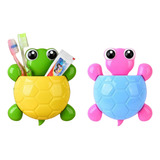 Soporte Cepillo De Dientes Ventosas Figura De Tortuga, 2 Pz