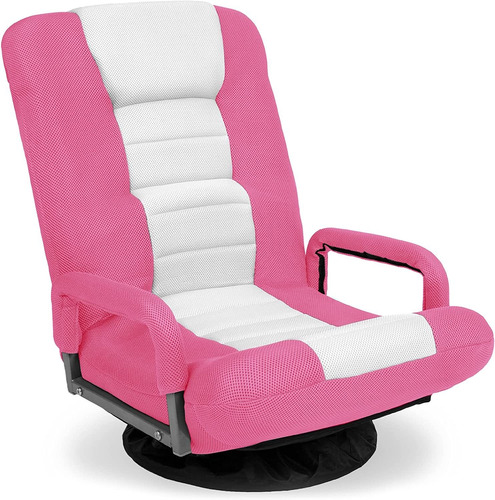 Sillon Gamer Giratorio Para Piso  - Rosa Blanco