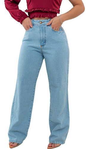 Calça Jeans Pantalona Wide Leg Baggy Moda Feminina Tendencia