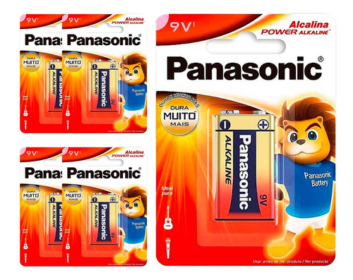 5 Baterias Alcalinas 9v Panasonic