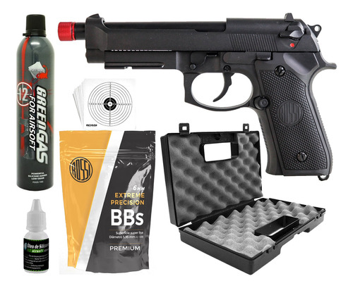 Pistola Rossi Airsoft M92 Blowback Green Gás Gbb Full Metal 