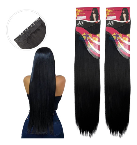 Kit 2 Cabelo Aplique Tic-tac Weng 70 Cm 150g Fibra Orgânica