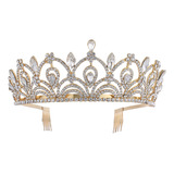 Diadema De Novia Con Tiara De Cristal Dorado