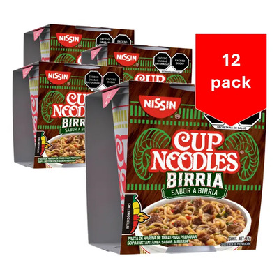 Nissin Cup Noodles Birria 12 Piezas | Envío gratis