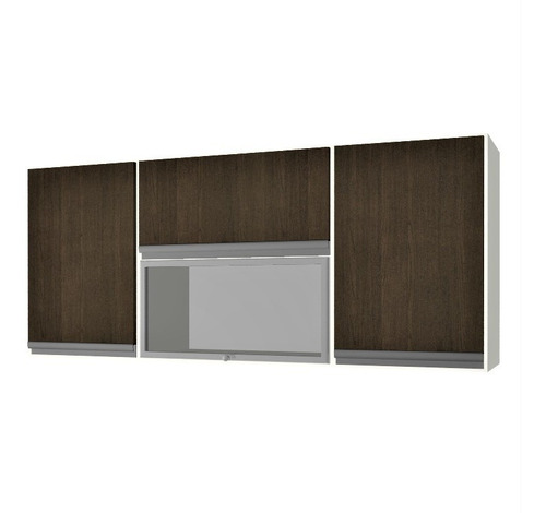 Alacena 140 X 60 X 30 Mueble Cocina Wengue Vidrio Rebatible