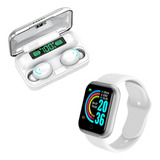 Combo Smartwatch D20 Y68 + Auricular Inalambrico F9-5 Blanco