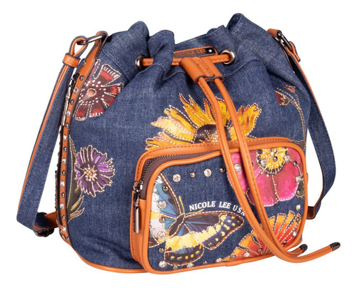 Bolso Bucket De Jeans Nicole Lee Butter Flower 