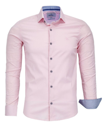 Camisa Social Masculina Manga Longa Slim Sem Bolso Luxo