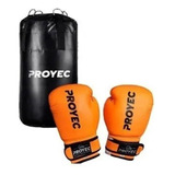 Kit Box Proyec Entrenamiento Infantil Junior Guante Bolsa Color Negro/naranja